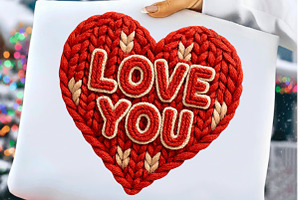 Knitted LOVE YOU Heart Valentine PNG, an Illustration by Craft Nest