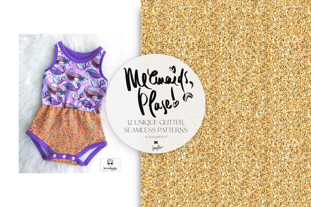 Mermaid Glitter Seamless Patterns, a Texture Graphic by KaramfilaS (Photo 8 of 15)