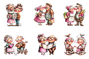 Quirky Valentine Elderly Couple Clip, an Illustration by CreationArt (Thumbnail 4 of 7)