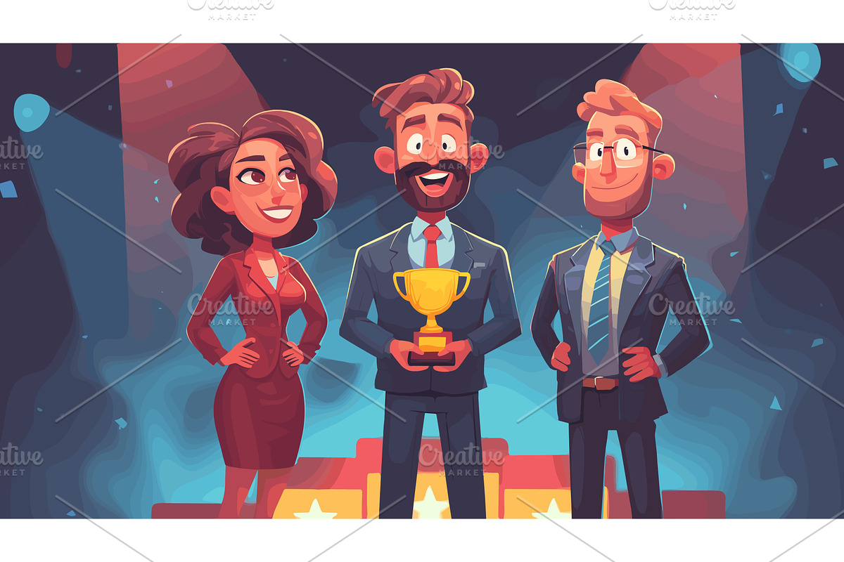 Work team winners. Employees victory, a Person Illustration by Stock-Smart-Start
