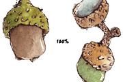 Acorns & Leaves Watercolor Patterns, a Pattern Graphic by Mazheika Store (Thumbnail 2 of 9)