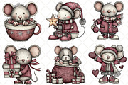 Quirky Christmas Mouse Clipart, an Illustration by Black Bird Studio (Thumbnail 5 of 6)