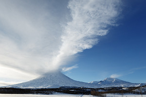 Snowmobile track to eruption volcano, a Nature Photo by Alexander-Piragis
