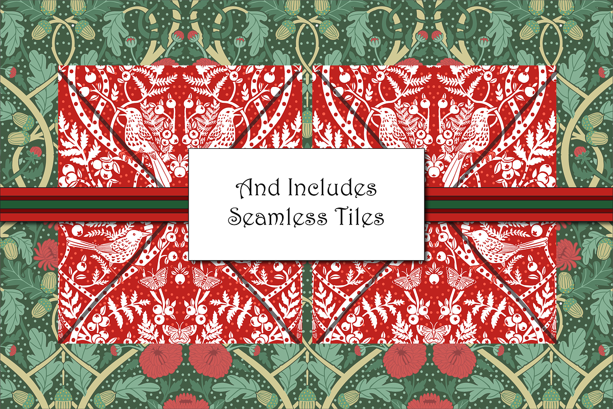 Art Nouveau Christmas Patterns, a Pattern Graphic by RachelStudio (Photo 6 of 10)