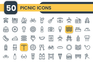 Picnic Outline Icon Set, an Outline Icon by Gofficon