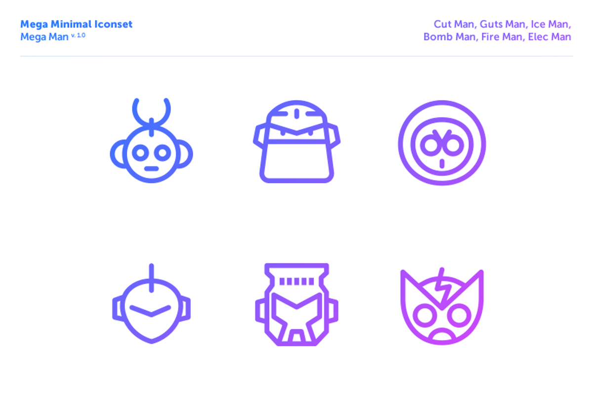 Mega Minimal Iconset — Mega Man 1-5, an Icon by ilustrebob