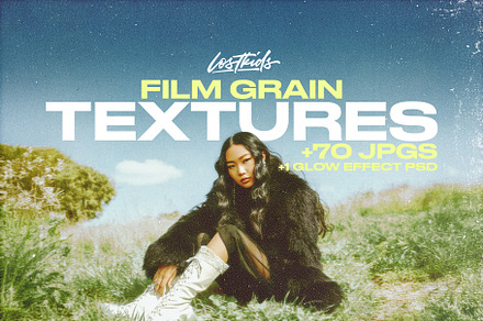 70 Film Grain + Glow Effect PSD Pack, a Texture Graphic by Lostkids