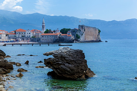 Buildings on the coastline of Montenegro, an Architecture Photo by Photostock