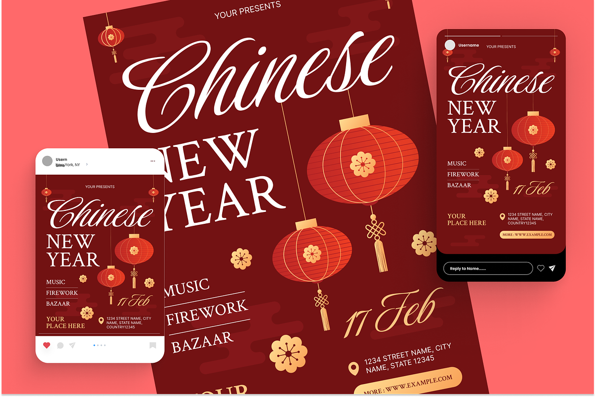 Lunar New Year Flyer Set, a Flyer Template by Annora Studio (Photo 2 of 6)