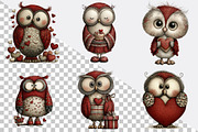 Whimsical Valentines Owls Clipart B, an Illustration by SVGArt (Thumbnail 8 of 8)