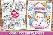 Kawaii Coloring pages Cute Relaxing, a Stationery Template by 2SUNS (Thumbnail 1 of 6)