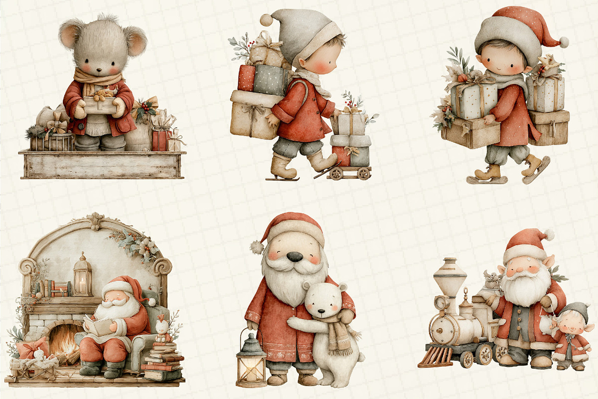 Whimsical Christmas Clipart, an Illustration by DreamCafeArt (Photo 2 of 6)