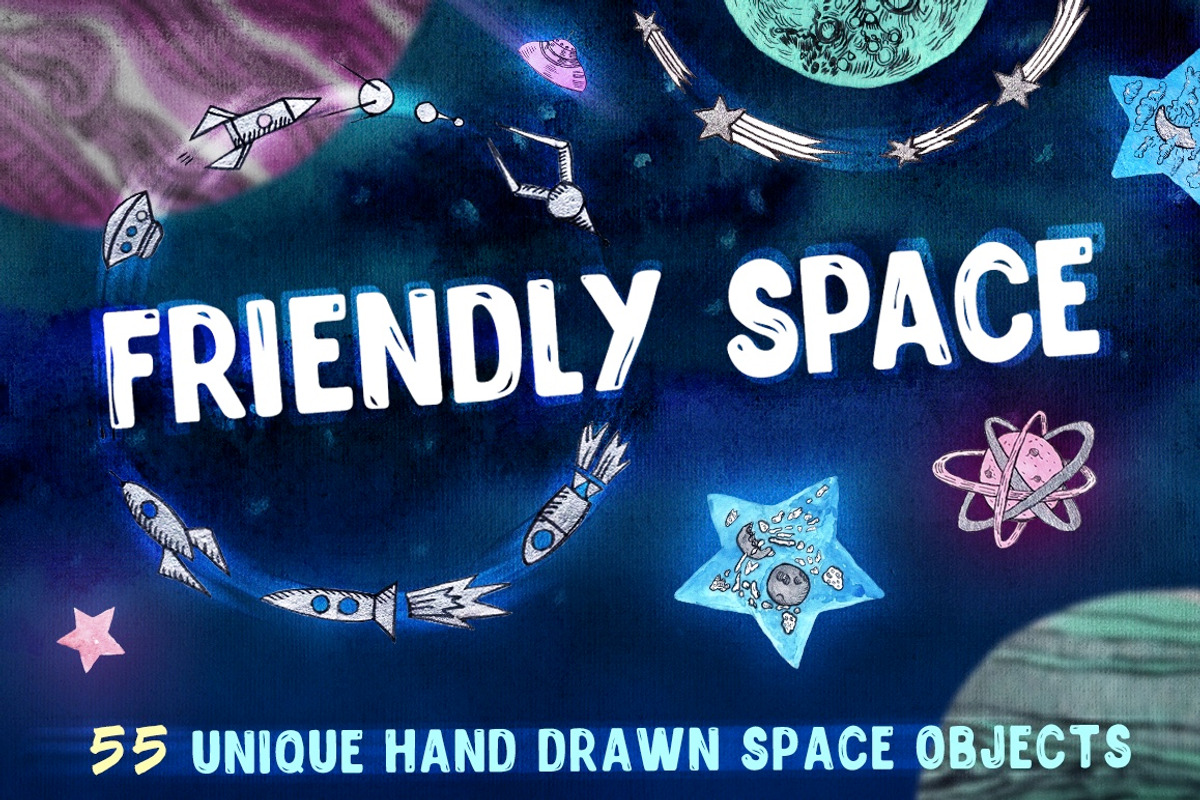 Friendly Space illustrations set, an Illustration by Dmitry_Nekrasov (Photo 1 of 9)