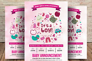Baby Announcement Card, a Card Template by graphicforest