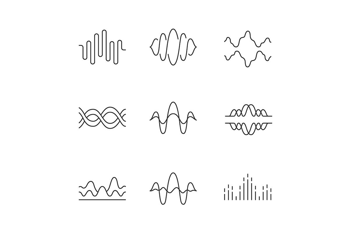 Sound and audio waves linear icons, an Outline Icon by IMG Visuals