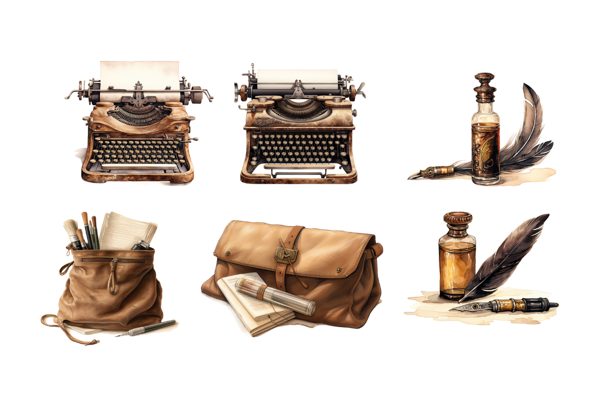 Vintage Writer Clipart, an Illustration by Digital Xpress (Photo 2 of 2)