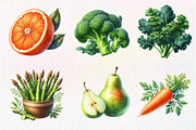 Watercolor Healthy Food Clipart, an Illustration by Dream Creation (Thumbnail 6 of 7)