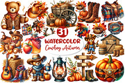Watercolor Cowboy Autumn Clipart, an Illustration by Dream Creation (Thumbnail 1 of 6)