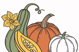 Harvest bounty featuring pumpkins, a Food Illustration by SouravDesign