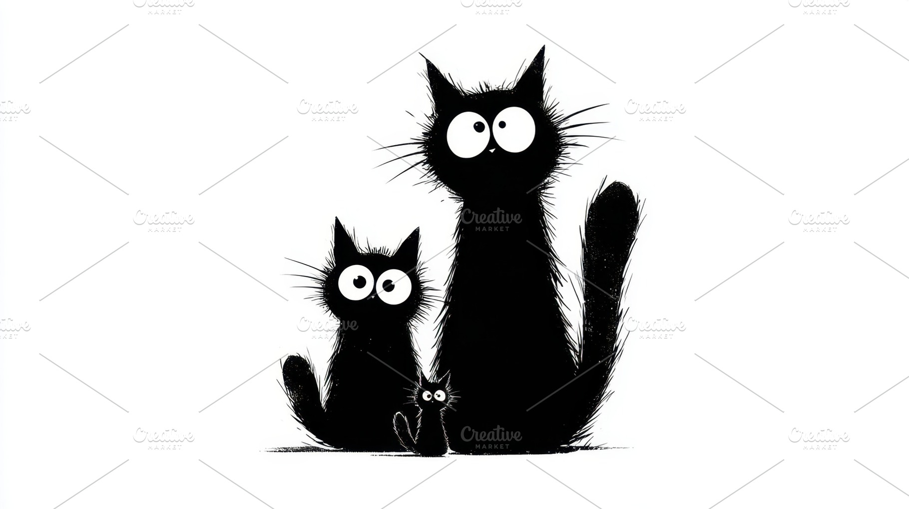 Cats sit and watch in simple style, a Photo by Beautiful things