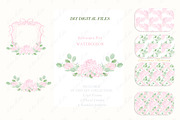 Pink Hydrangea Watercolor Crest, an Illustration by LABFcreations (Thumbnail 2 of 4)