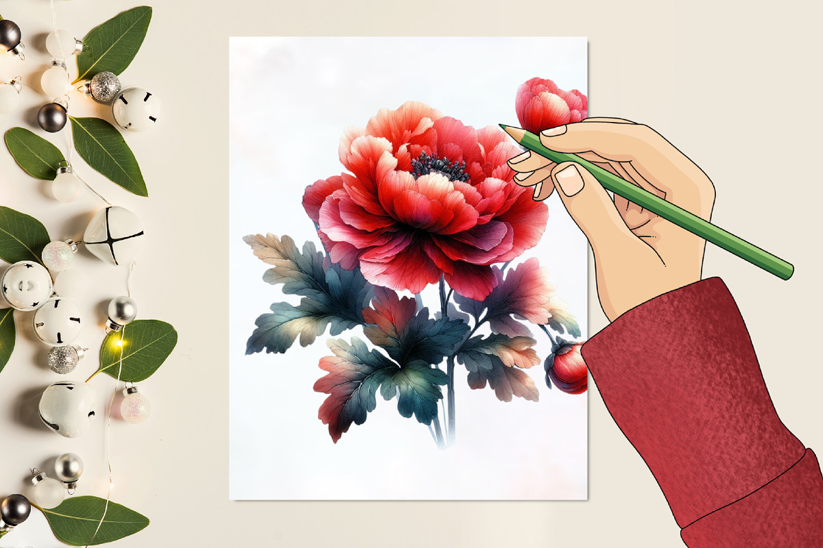 Alcohol Ink Red Flowers Clipart, an Illustration by Designworld (Photo 3 of 4)