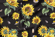 Sunflower rustic watercolor flowers, an Illustration by Depiano (Thumbnail 7 of 10)