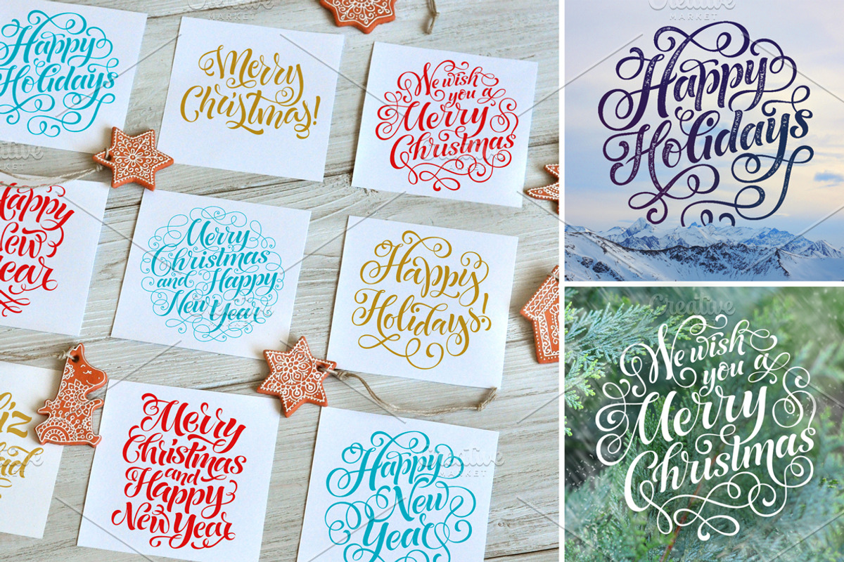 Christmas Lettering | Holidays Cards, an Illustration by bariskina (Photo 6 of 6)
