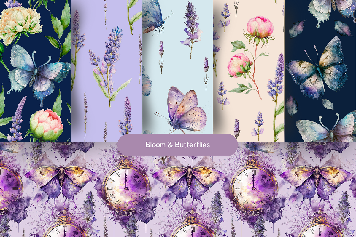 Watercolor Seamless Pattern Bundle, a Seasonal Illustration by Red Ink (Photo 10 of 14)