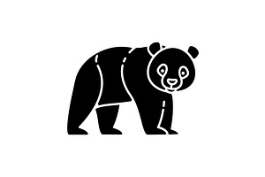 Panda Bear Black Glyph Icon