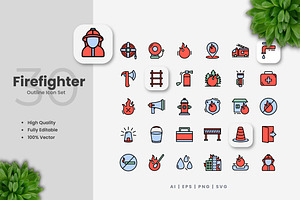 Firefighter Colored Icons