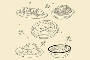 Cream Italian Food Menu Illustration, a Food Illustration by graphicook