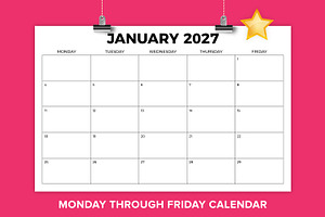 2027 11x17 Inch MON-FRI Calendar, a Stationery Template by Running With Foxes