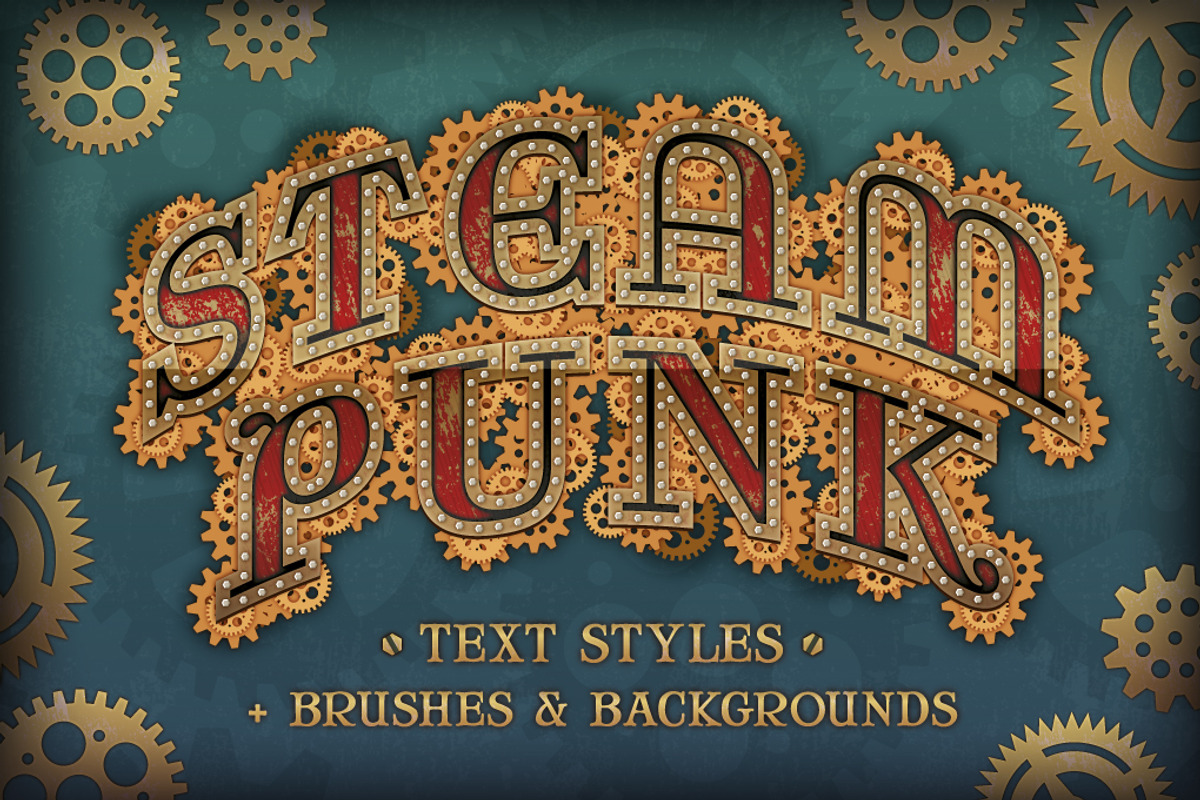 Steam Punk Text Styles + Bonus, a Layer Style Add-On by The Artifex Forge (Photo 1 of 4)