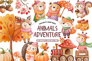 Autumn Nursery Animals Clip Art, an Illustration by TatiMockup (Thumbnail 1 of 7)