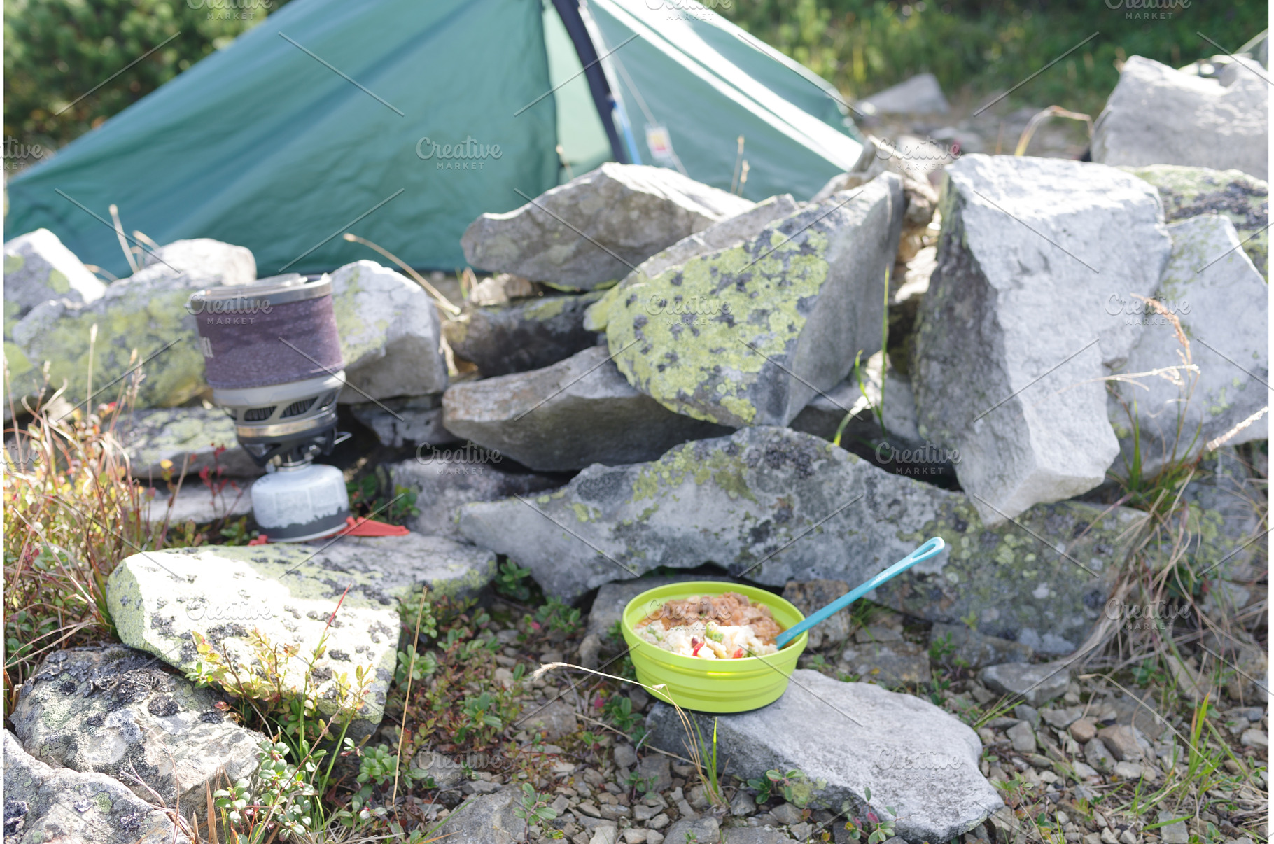 Tourist camp in the mountains, a Food & Drink Photo by Stockphoto by vzwer