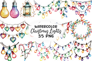 Sparkling Christmas Lights Clipart, an Illustration by CraftArtStudio