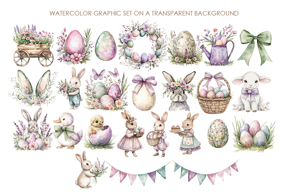 Watercolor Easter Bunny Clipart, a Graphic by AquarelleSpace (Photo 2 of 4)