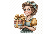 Woman With a Gift Clipart JPG, a Person Illustration by Memories By Lea (Thumbnail 20 of 20)
