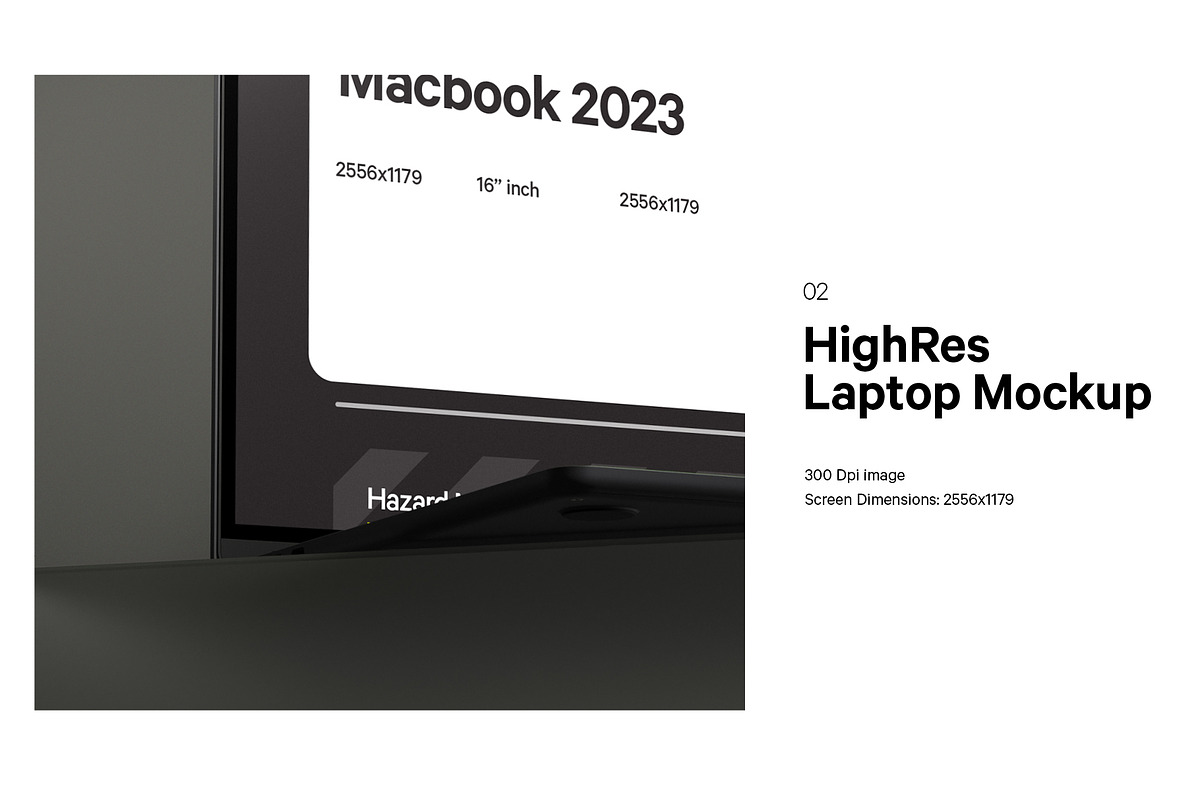 Macbook 2023 Mockup, a Mac Mockup by HAZARD MOCKUPS (Photo 2 of 8)