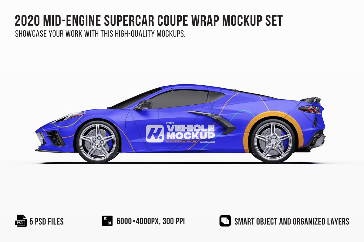 2020 Mid-Engine Supercar Coupe Set, an Advertising Mockup by Halal Graphic Studio (Photo 1 of 12)