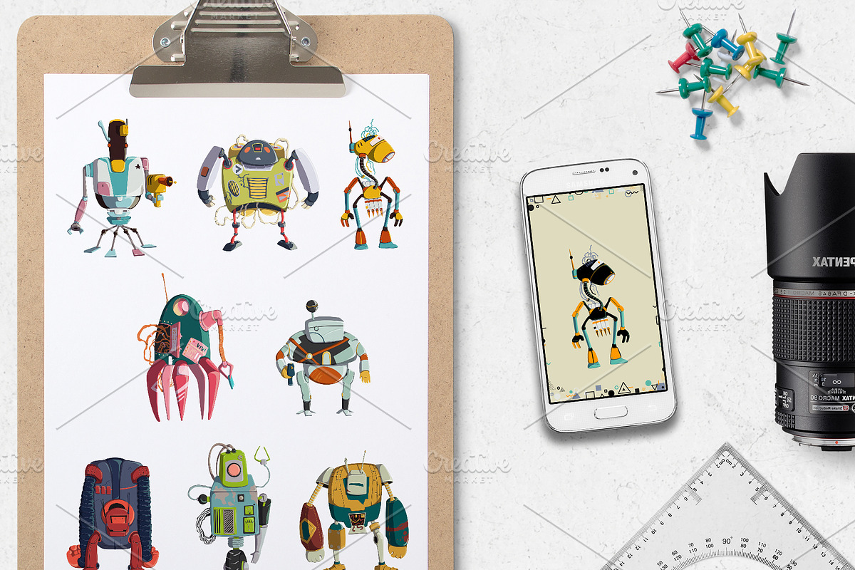 Retro robots, an Object Illustration by kateja (Photo 3 of 7)
