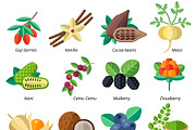 Superfoods set in flat, a Food Illustration by Grafvish (Thumbnail 2 of 2)