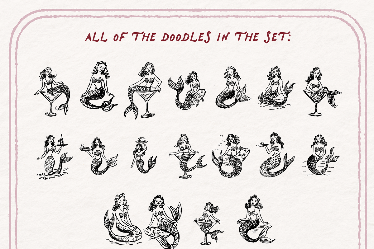 Mermaid Clipart, Ocean Doodles, a Person Illustration by The October Creative (Photo 4 of 6)
