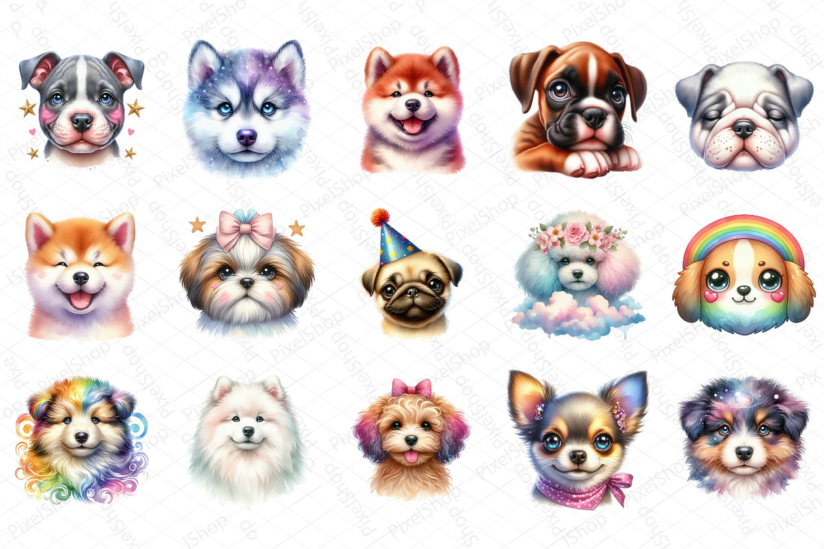 Colorful Baby Dog Face Sublimation, an Illustration by DreamPrint404 (Photo 4 of 5)