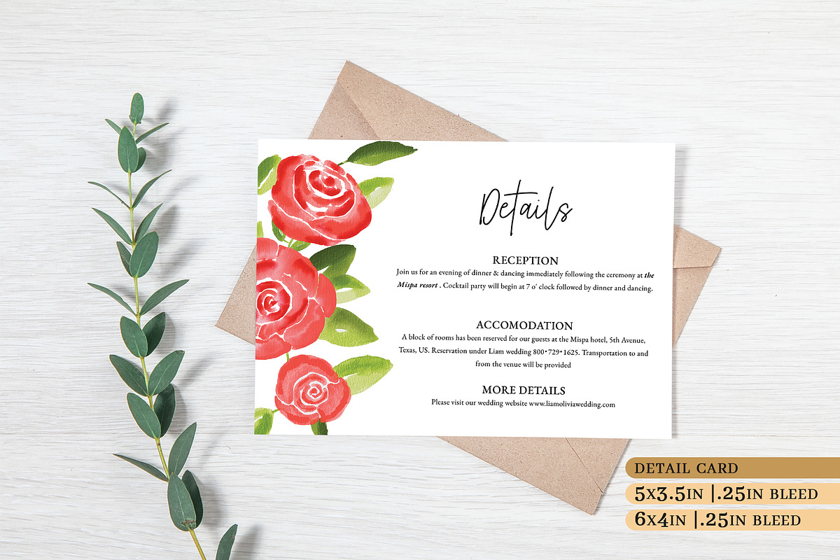 Red Rose Wedding Invitation Suite, an Invitation Template by Beyond Muse (Photo 3 of 6)