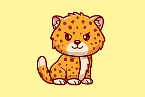 Cute Cheetah Cat Sitting Cartoon, an Animal Illustration by Catalyst Labs