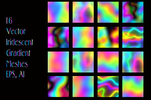 16 Vector Iridescent Gradient Meshes, a Gradient Add-On by Kseniya-Omega