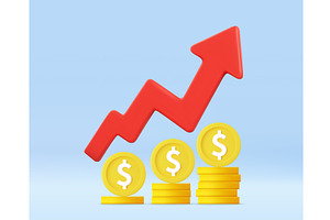 3d Profit Growth Concept with Coins, a Finance Illustration by ModVector