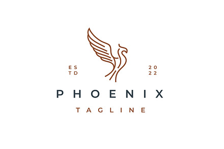 Line Art Phoenix Logo Design Vector, a Branding & Logo Template by Weasley99Store